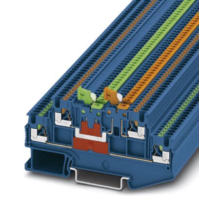 Phoenix Contact Knife Disconnect - Multi-Level Terminal Block; PTT 1.5/S-2MT BU ; 10A; 300V; 2-Level; #26 - #16; Push-In Connection; Blue
